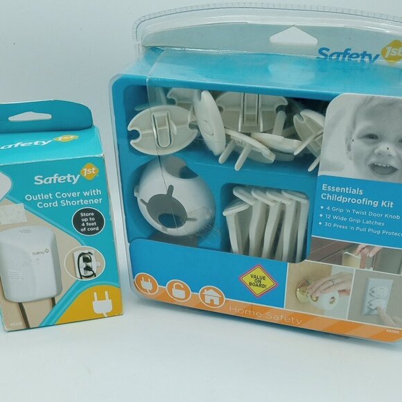 Safety Outlet Cover Cord Shortener & Essentials Childproofing Kit Baby Toddler - Picture 1 of 13